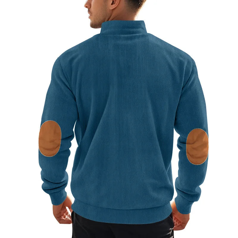 spring autumn new men's fleece sweatshirt stand-up collar half zipper pullover long sleeve sweatshirt corduroy trend men's tops