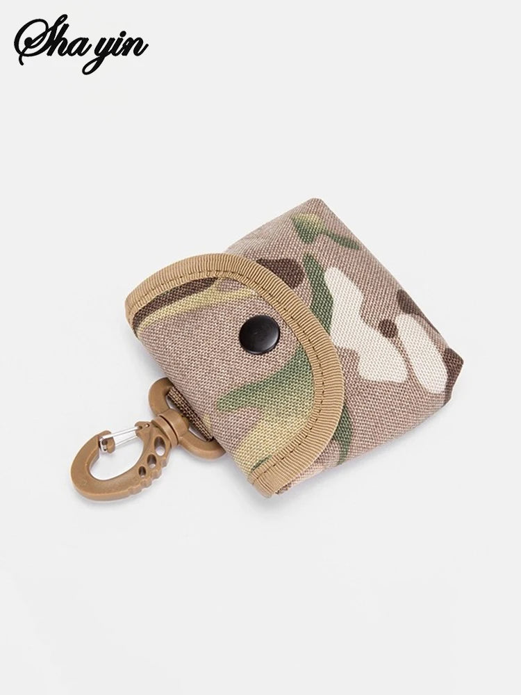 Waterproof Camp Mini Oxford Fabric Keychain Bag, Outdoor Hunting Camouflage Waist Bag for Earphone Keys Coin，EDC Carry Organizer