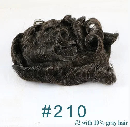 80%Density Natural Hairline 0.02mm Ultra Thin Skin Invisible Mens Toupee Brown Blonde Grey Human Hair Capillary Prosthesi System