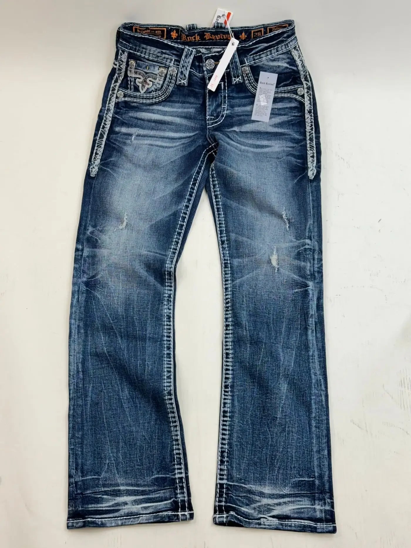 Y2K New Revival Mens Jeans Foliage Bootcut Women Gothic Blue Denim Embroidery Pocket Hip Hop Harajuku Wide Pants Street Wear