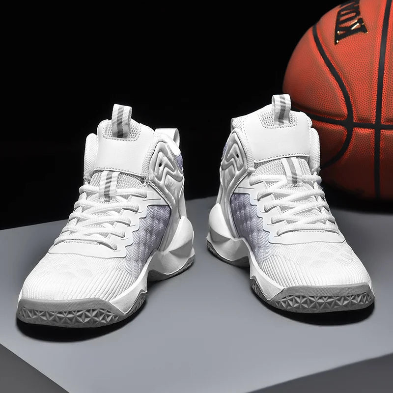 Basketball Shoes, Men's Outdoor Sports Shoes, Men's Shock-Absorbing High-Top Student Practical Shoes, Mesh Breathable Casual Shoes