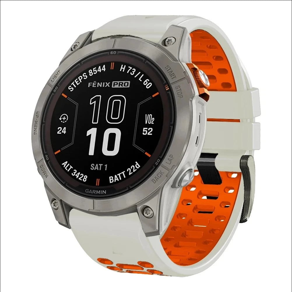 Sport Two-Tone Breathable Silicone Watch Band For Garmin Fenix 7X 7 Pro 6X 6 5 5X Plus/Epix 2 47mm 51mm QuickFit 26/22mm Strap