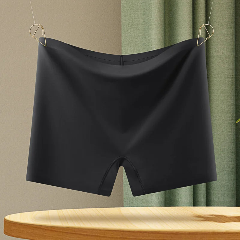 Womens Nylon Ice Silk Seamless Boyshort Underwear Anti-See-Through Breathable Non-Curling Safety Pants