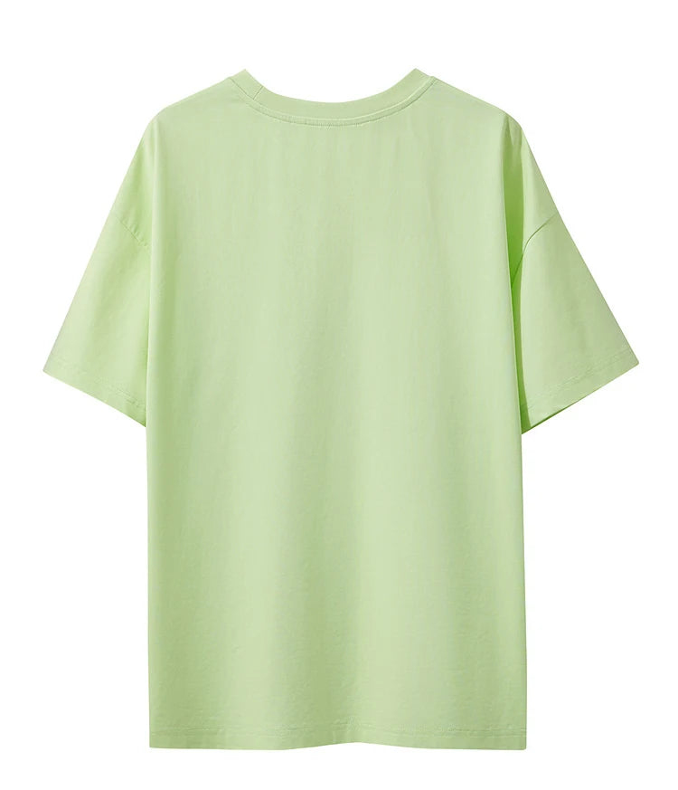 AMII Summer Casual T-shirt for Women 2025 Print Round Neck Short Sleeve Shirts Lady Fashion New Loose Clothes Woman 12522007