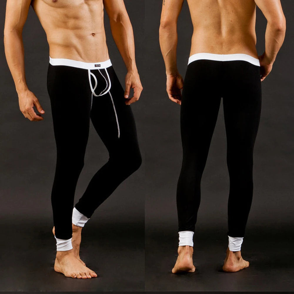 Mens Thermal Underwear Low Rise Modal Base Layer Open Front Pants Autumn Warm Thin Stretchy Comfortable Leggings