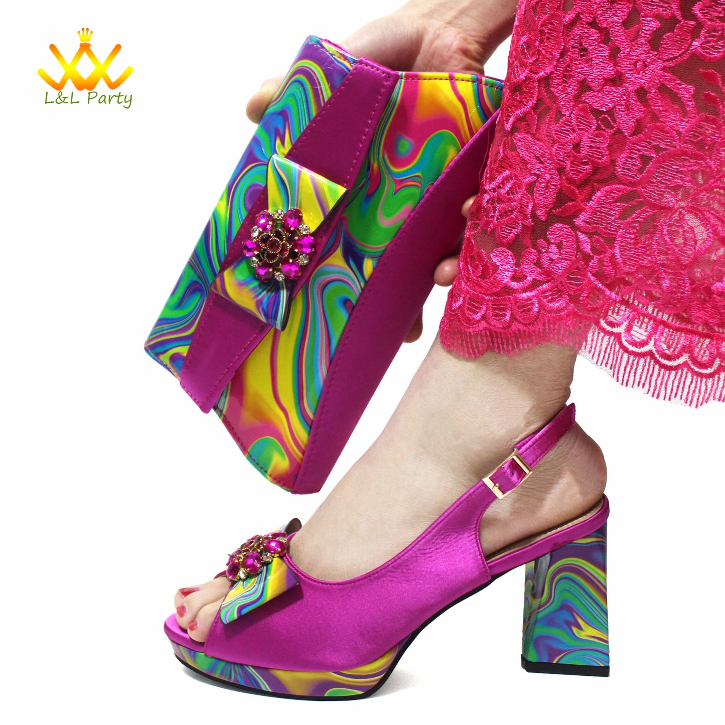 Coffee Color INS Hot Sale New Arrivals 2024 Italian Design Shoes Matching Bag Set Super High Heels Pumps for Garden Party