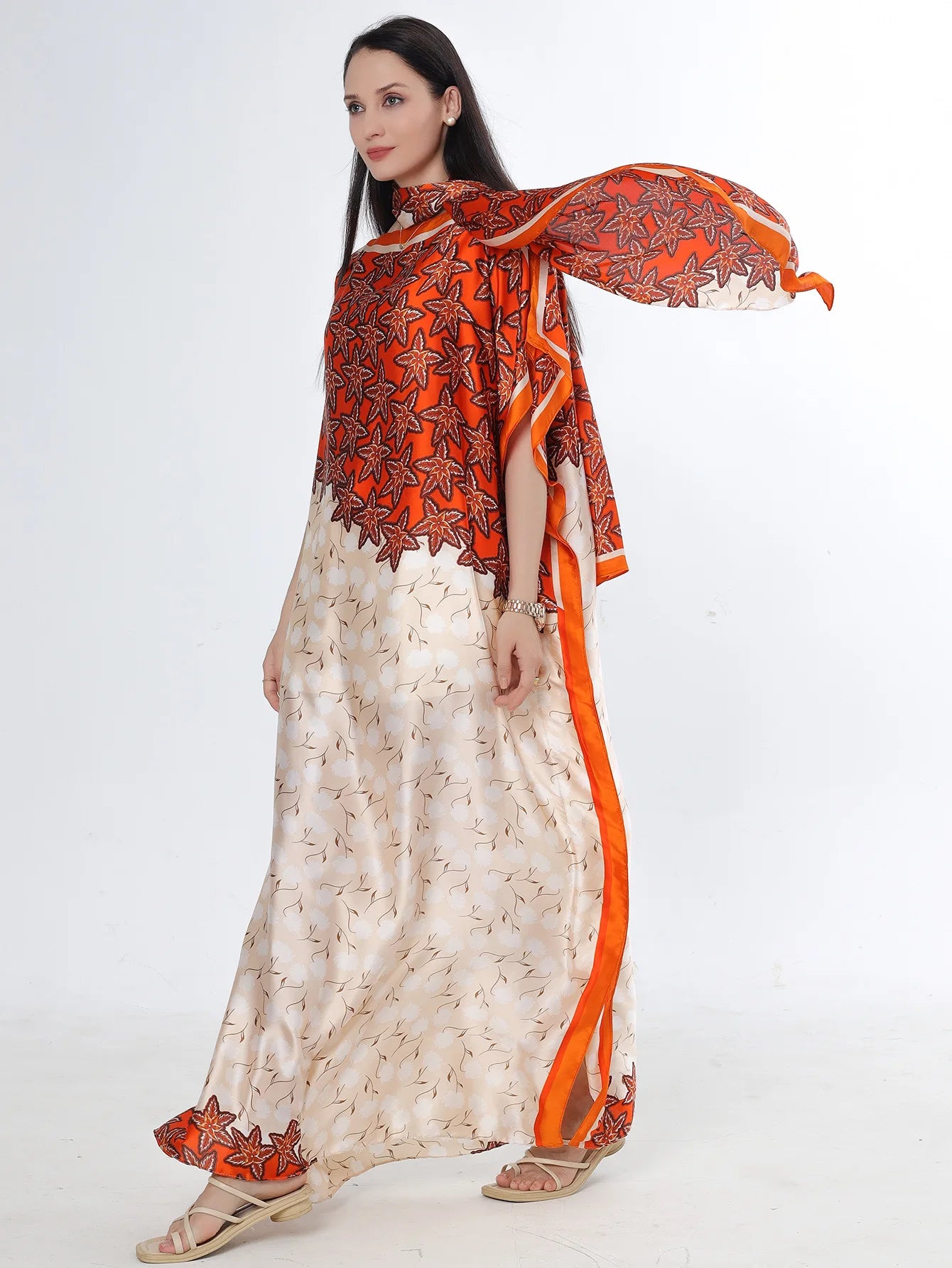 Summer New Fashion African Dresses For Women Elegant Printed Silk Muslim Lady Long Hijab Kaftan Dress Oversize Kuwait Abaya