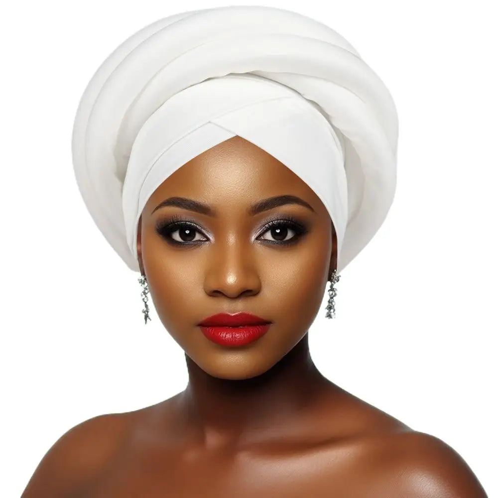Fashion Raw Silk African Women Turban Wrap Twisted Braid Headwear Turban Cap Elastic Breathable Head Wraps African Lady