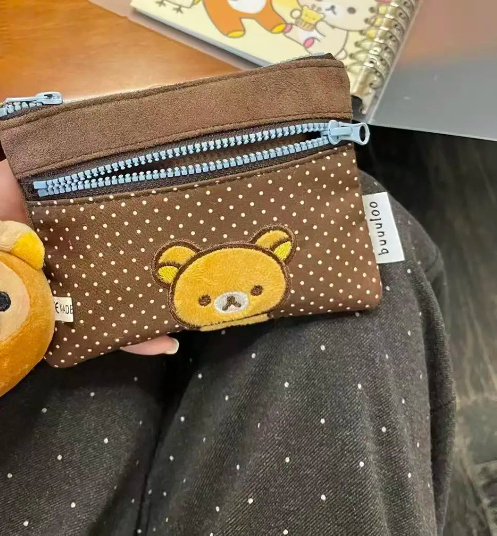 New Original Embroidered Bear Passport Bag Versatile Large-capacity Document Storage Bag Portable Travel Coin Purse Cute Gift