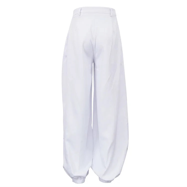 Women's Simple and Versatile Loose Leggings New Hot-selling Design Pleated High-waisted White Casual Pants