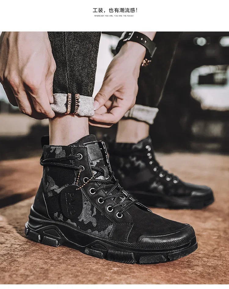 2024 New Men Military Tactical Men's Boots Special Force PU Leather Waterproof Desert Combat Ankle Boot Army Work Men Shoes EVA