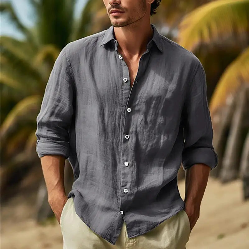 Men's Independent Station Four Seasons Large Size Loose Patchwork Shirt Casual Solid Color Daily Clothing Beach Dinner Cardigan
