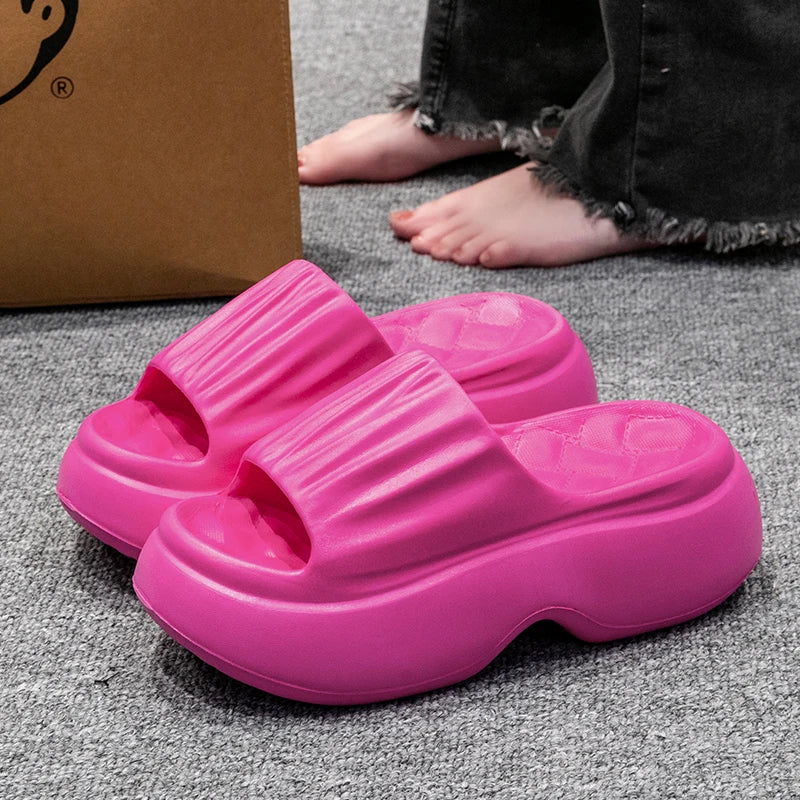 Thick Sole EVA Slippers for Women Fashion Home Platform Slippers for Summer Outwear Non Slip Elevated Sandals for Women