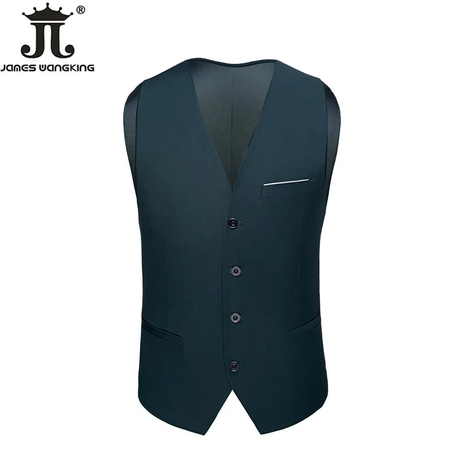 M-6XL Luxurious Fashion High-end Solid Color Men's Official Business Casual Suit Vest Groom Wedding Dress Party Male Waist Coat