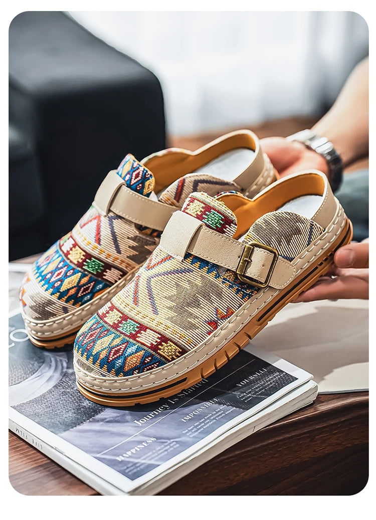 Men's Wide-Toe Round-Toe Sandals Casual Shoes for Spring and Summer, Versatile Commuter Slippers, One-Step Lazy Trendy Footwear