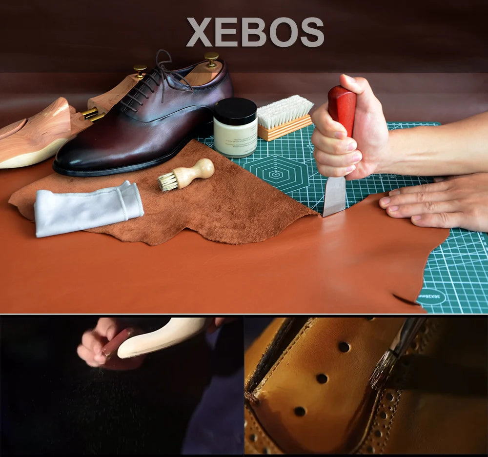 Classy Men's Oxfords Wedding Formal Shoes Handmade Genuine Leather Lace-up Brogue Round Toe Business Office Dress Shoes for Men