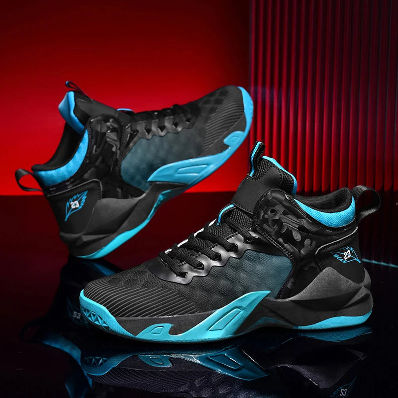 Basketball Shoes, Men's Outdoor Sports Shoes, Men's Shock-Absorbing High-Top Student Practical Shoes, Mesh Breathable Casual Shoes
