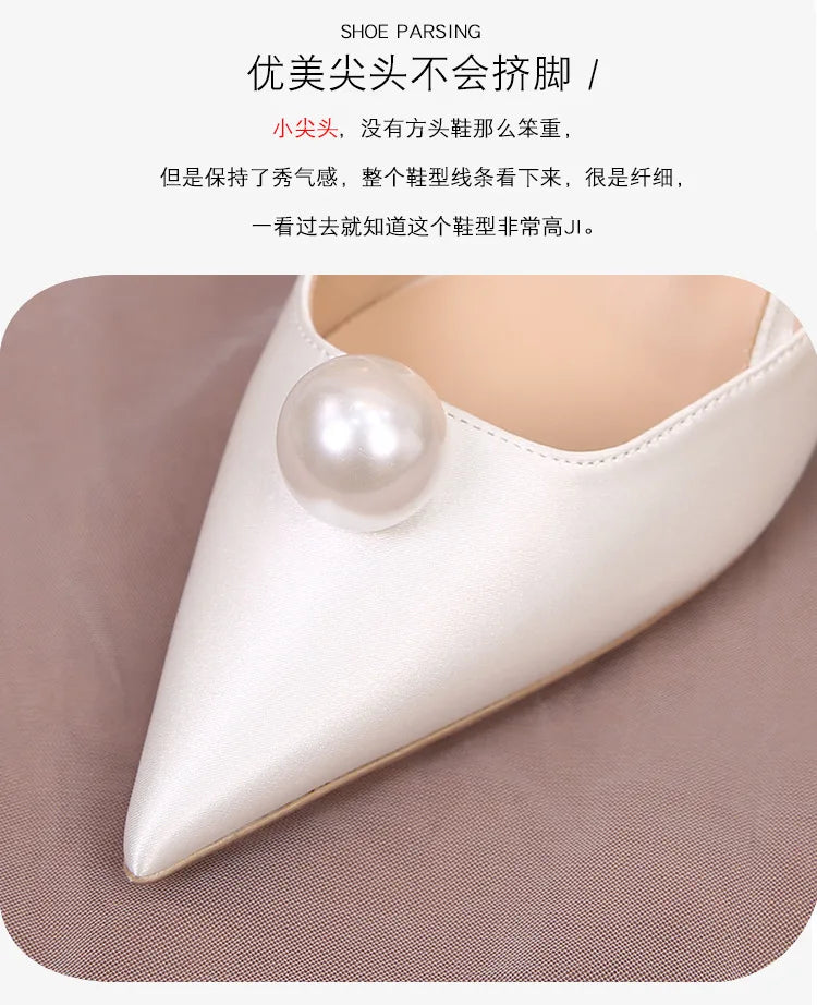 Female Wedding Shoes Summer New Pointed Toe Stiletto Sandals White Bridesmaid High Heels 6.5/8.5CM Pumps Women Chaussures Femme