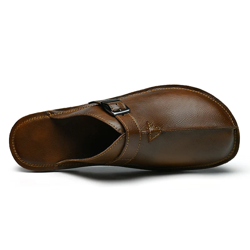 Men's Sandals Classic Leather Slippers Walking Summer New Male Comfortable Slippers Lightweight Outdoor Men's Half Drag Shoes