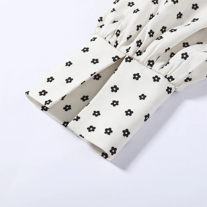 Fashion Women's Polka Dot Long Skirt Set Square Neck Lantern Sleeve Lace Crop Top High Waist A-line Skirts 2026 Summer Lady Suit