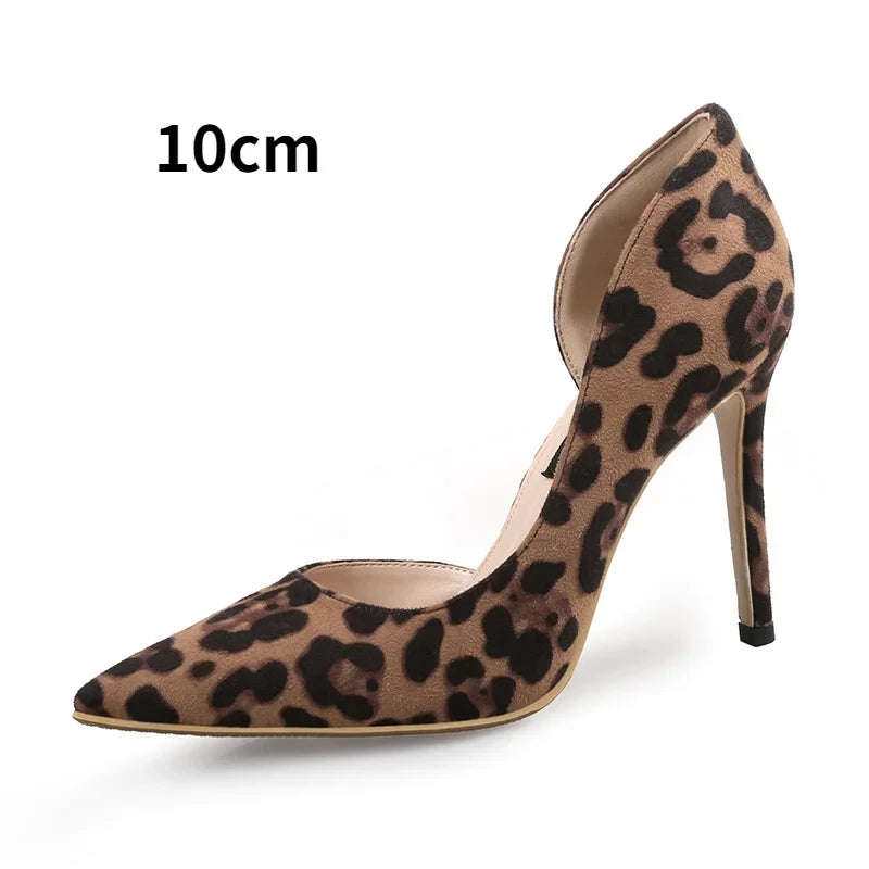 Autumn Sexy Leopard Print Women's Shoes High Heels 6-10CM Elegant Office High Heels Women's Sandals Pointed Luxury Single Shoes