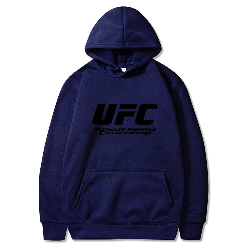 2026 New UFC Men's Hooded Sweatshirt Autumn Winter Polar Print Casual Sports Hooded Sweat BAZAARHUBO