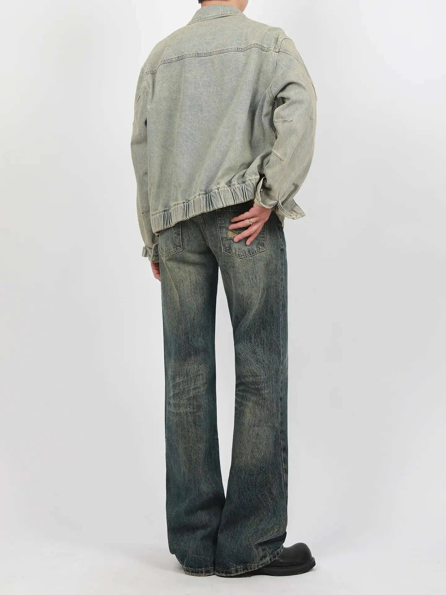 IEFB New Spring Men's Micro Flared Jeans Korean Straight Leg Design Solid Color High Street Fashion Male Denim Pants 9W1407