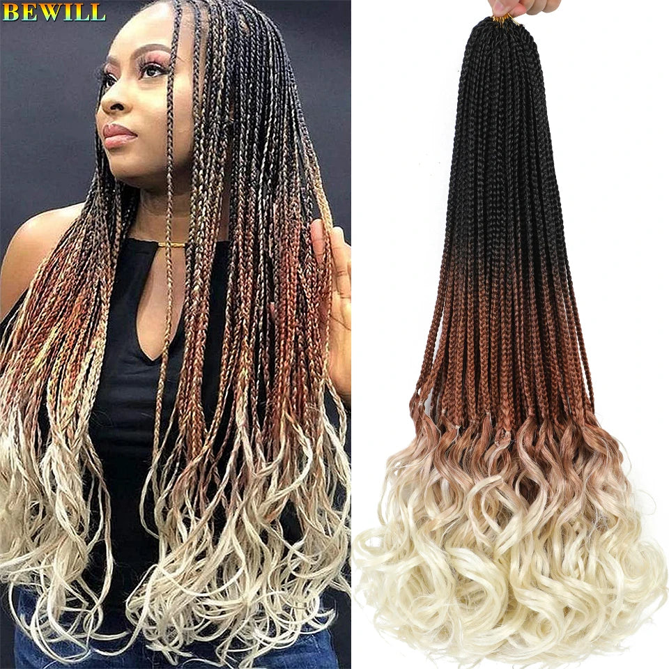 14 18 24 Inch French Curl Crochet Braids Boho Goddess French Curl Box Braids Crochet Hair Synthetic French Curly Braiding Hair