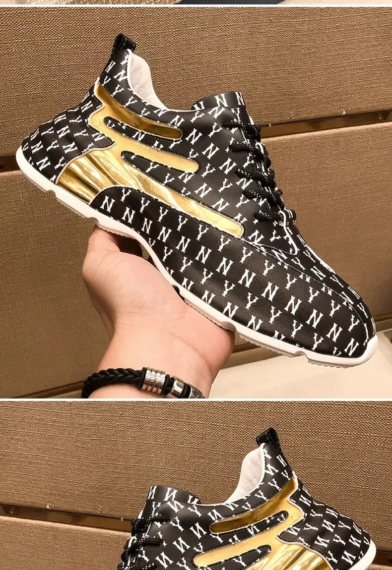 Brand Men Sneakers Fashion Print Casual Shoes Men Breathable Lace Up Running Shoes Luxury High Quality Men Sport Shoes 2026 New