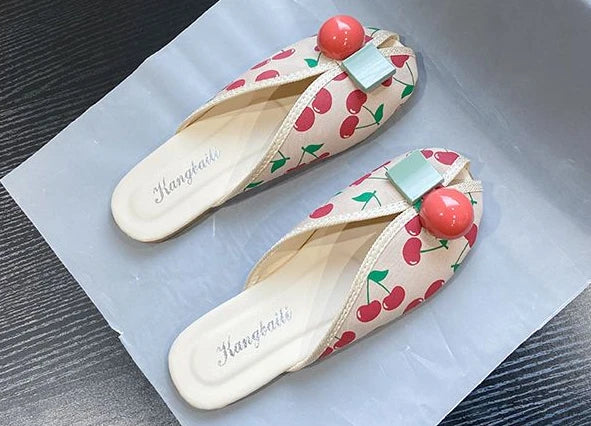 Slides Kawaii Shoes Round Toe Cute Women's Slippers and Ladies Sandals Mules Summer 2025 Flat Outside Comfortable Elegan Y 39 W