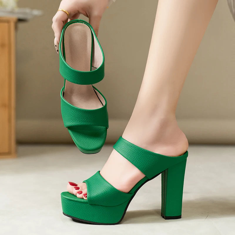 Aphixta Platform Slides 10cm Super High Heels Sandals Summer Woman Shoes Elegant Party Slides Shoes Sexy Outside Heels Size 42