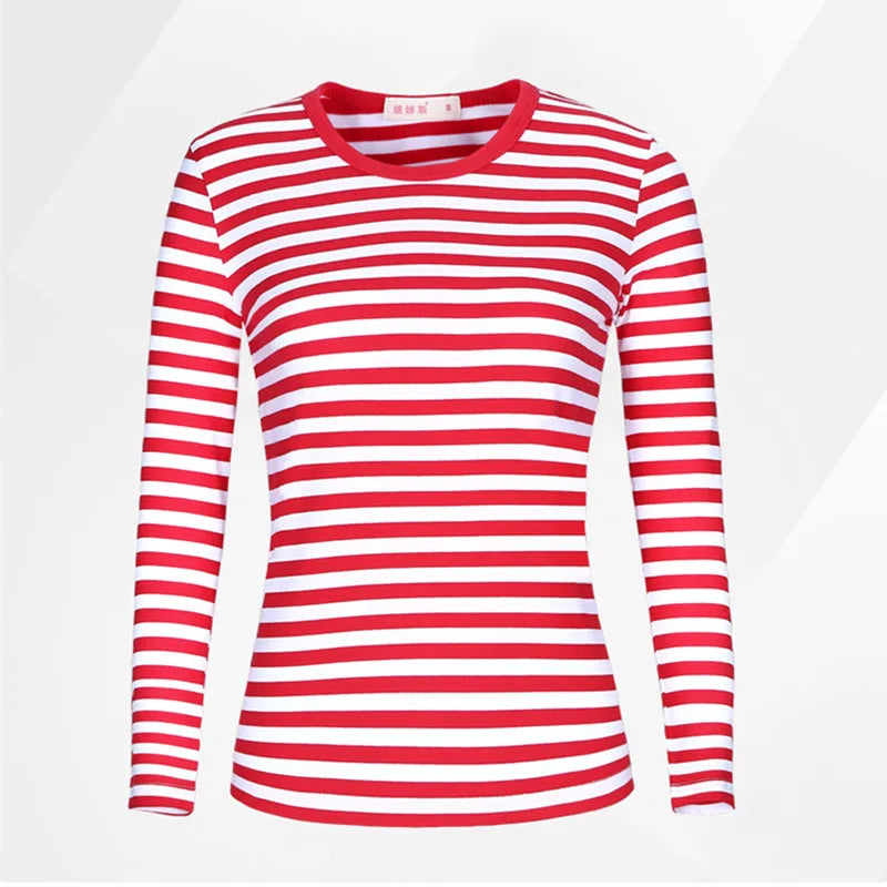 Men's Clothing T-shirts Men's Clothing Harajuku Women's T-shirts Striped Casual Long-sleeved Shirts Fashionable Large-sized Tops