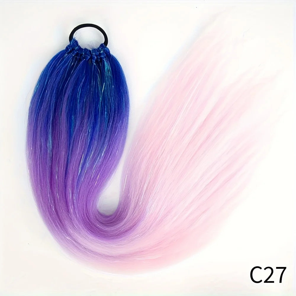 H&STAR  24Inch Synthetic Hair Ponytail Hair Extensions  Hair Shiny Hair Ponytail Extension For Braiding Hair On Hair Tie Loose