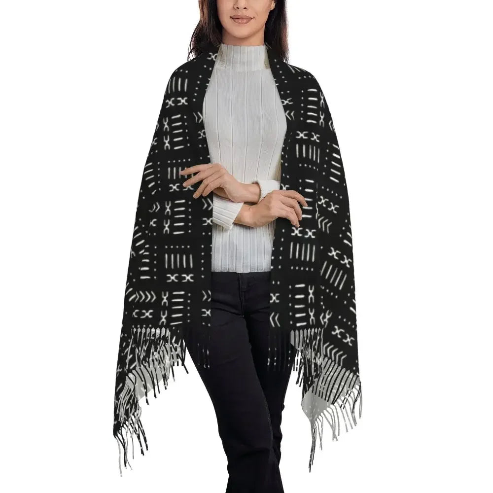 Custom Printed African Bogolan Scarf Men Women Winter Fall Warm Scarves Africa Ethnic Tribal Art Shawl Wrap