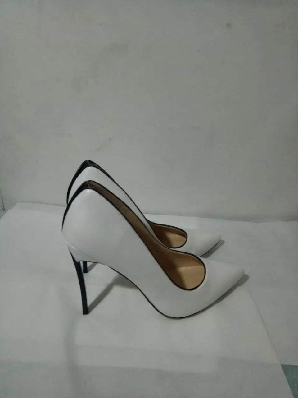 Spring and Autumn New Pointed Shallow Leather Single Shoes Metal Fine High Heel Banquet Dress Customized Large Size Women's Shoe