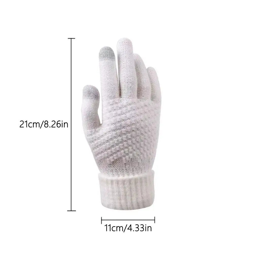 Women Men Warm Winter Touch Screen Gloves Stretch Classical Knit Mittens Wool Full Finger Outdoor Cycling Driving Glove BAZAARHUBO