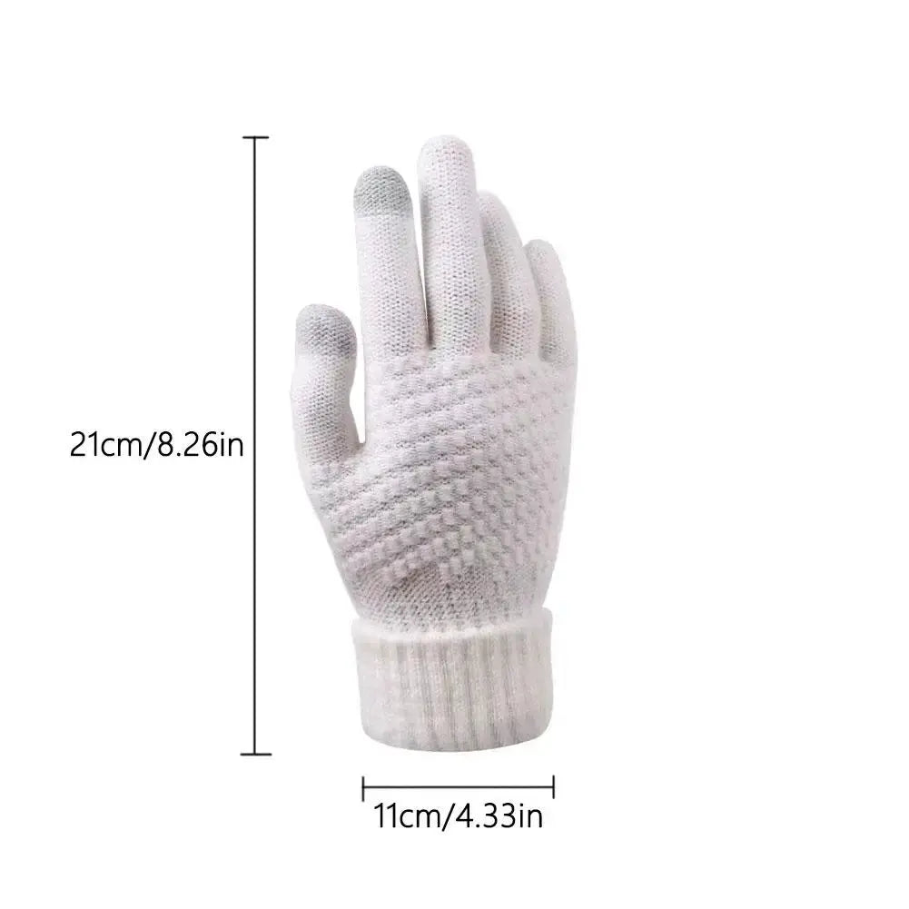 Women Men Warm Winter Touch Screen Gloves Stretch Classical Knit Mittens Wool Full Finger Outdoor Cycling Driving Glove BAZAARHUBO