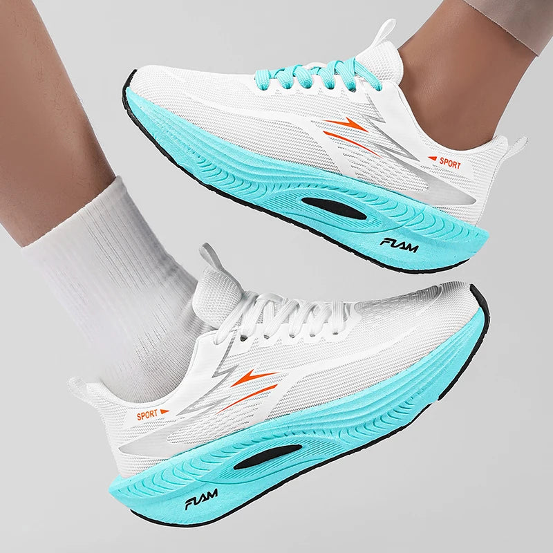 Couple's shock-absorbing racing running shoes, with thick soles and soft elasticity, suitable for rainy days, versatile for runn