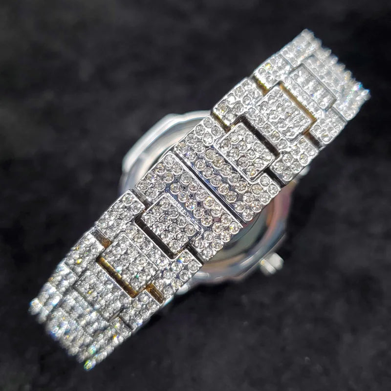 MISSFOX Iced Out Watch For Men Luxury Fashion Gold Quartz Watches Hip Hop High Quality Waterproof  Male Daimond Clock New Gift
