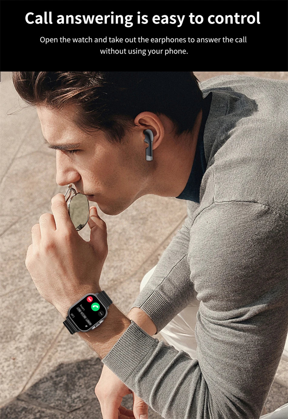 TWS 2 In 1 Smartwatch Earphones Sports Smart Watch Wireless Bluetooth Calling Health Monitor Fitness Record Watches With Headset
