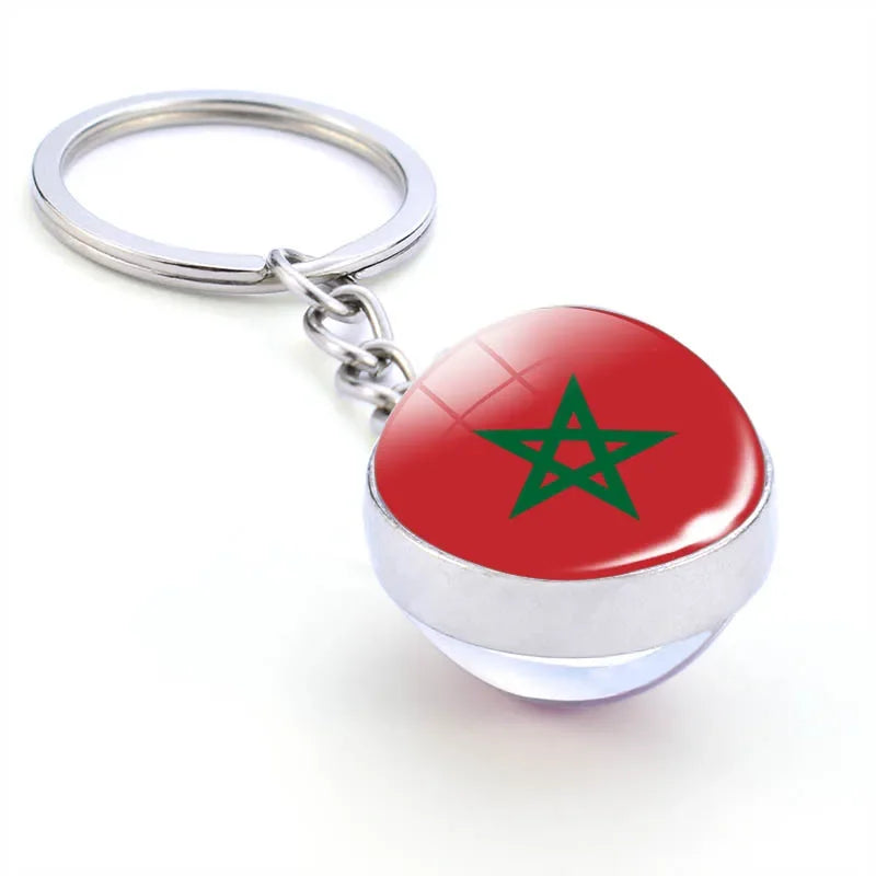 Africa National Flag Keychain  Nigeria South Africa Keyrings Crystal Ball Jewelry Fashion Double Side Glass Ball Men Women Gift