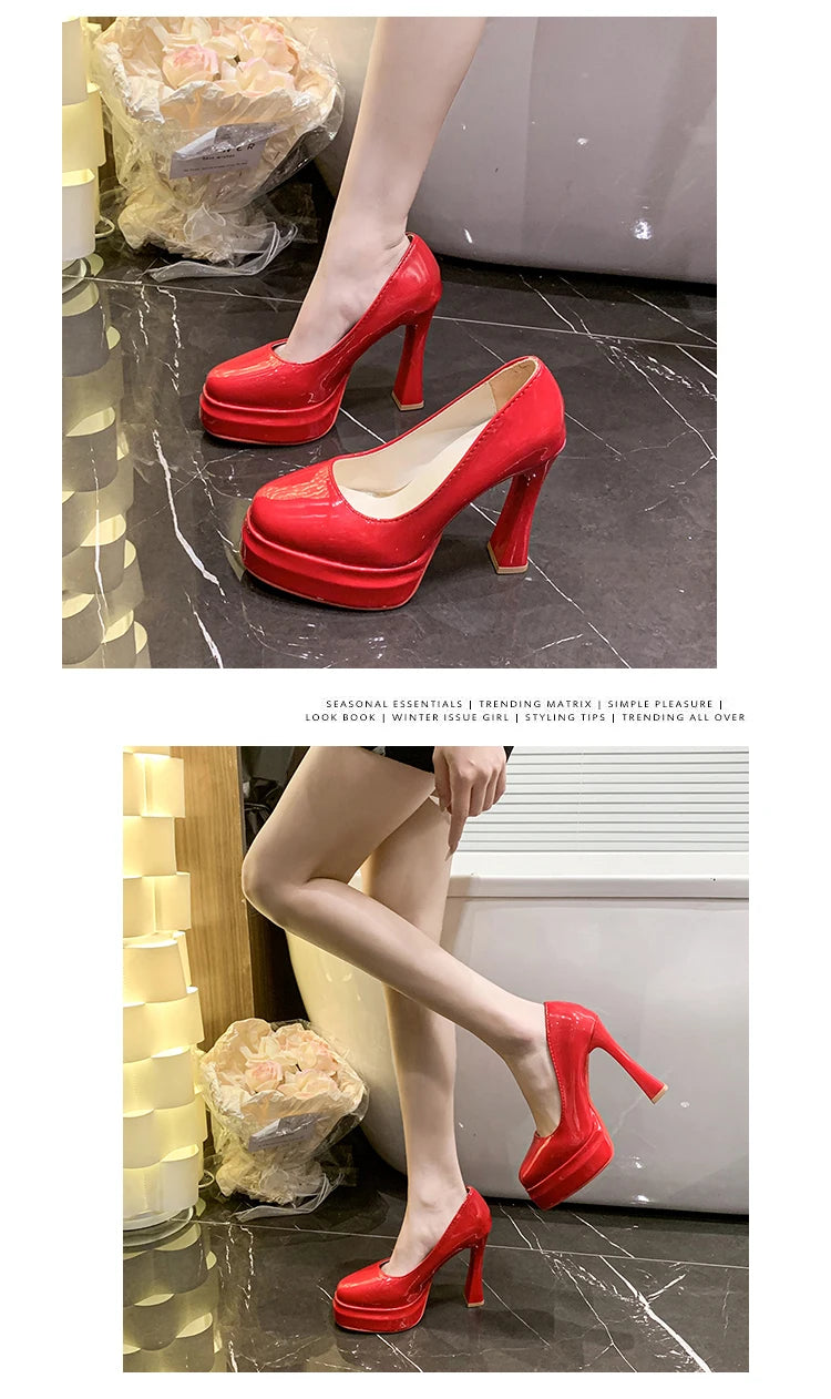 Aphixta Fashion Platform Pumps Women Hot Sale Party Disco Dance High Chunky High Heels Big Size 45 46 47 48 49 50