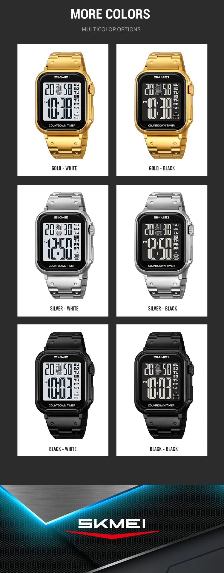 SKMEI 2447 Brand Fashion Men's Electronic Watch Calendar Alarm Clock Luminous Countdown Digital Watches for Man reloj hombre