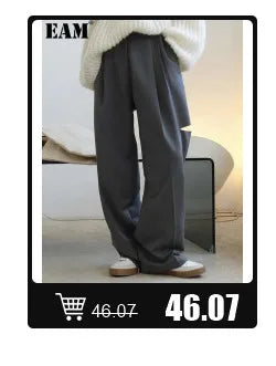 [EAM] High Elastic Waist Black Pleated Long Wide Leg Trousers New Loose Fit Pants Women Fashion Tide Spring Summer 2026 1U320