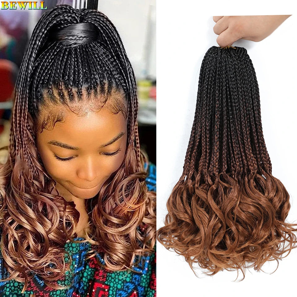14 18 24 Inch French Curl Crochet Braids Boho Goddess French Curl Box Braids Crochet Hair Synthetic French Curly Braiding Hair