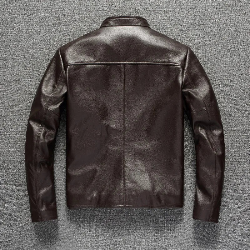 Black Brown Casual Mens Jackets Real Cowhide Genuine Leather Jacket Men Coats Autumn Chamarras De Cuero Para Hombre