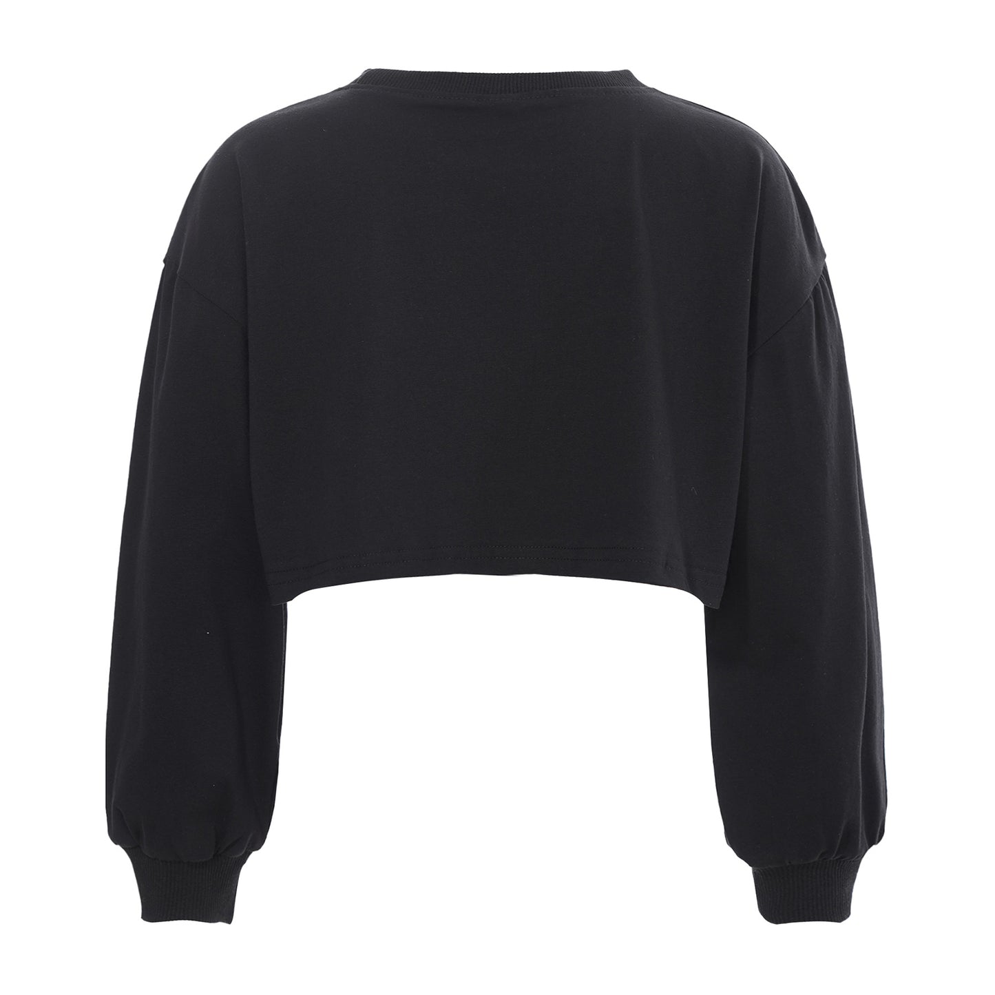Kids Girl Long Sleeve Fashion Crop Top Casual Loose Pullover T-shirt for Hip-Hop Jazz Street Dance Performance School Daily Wear