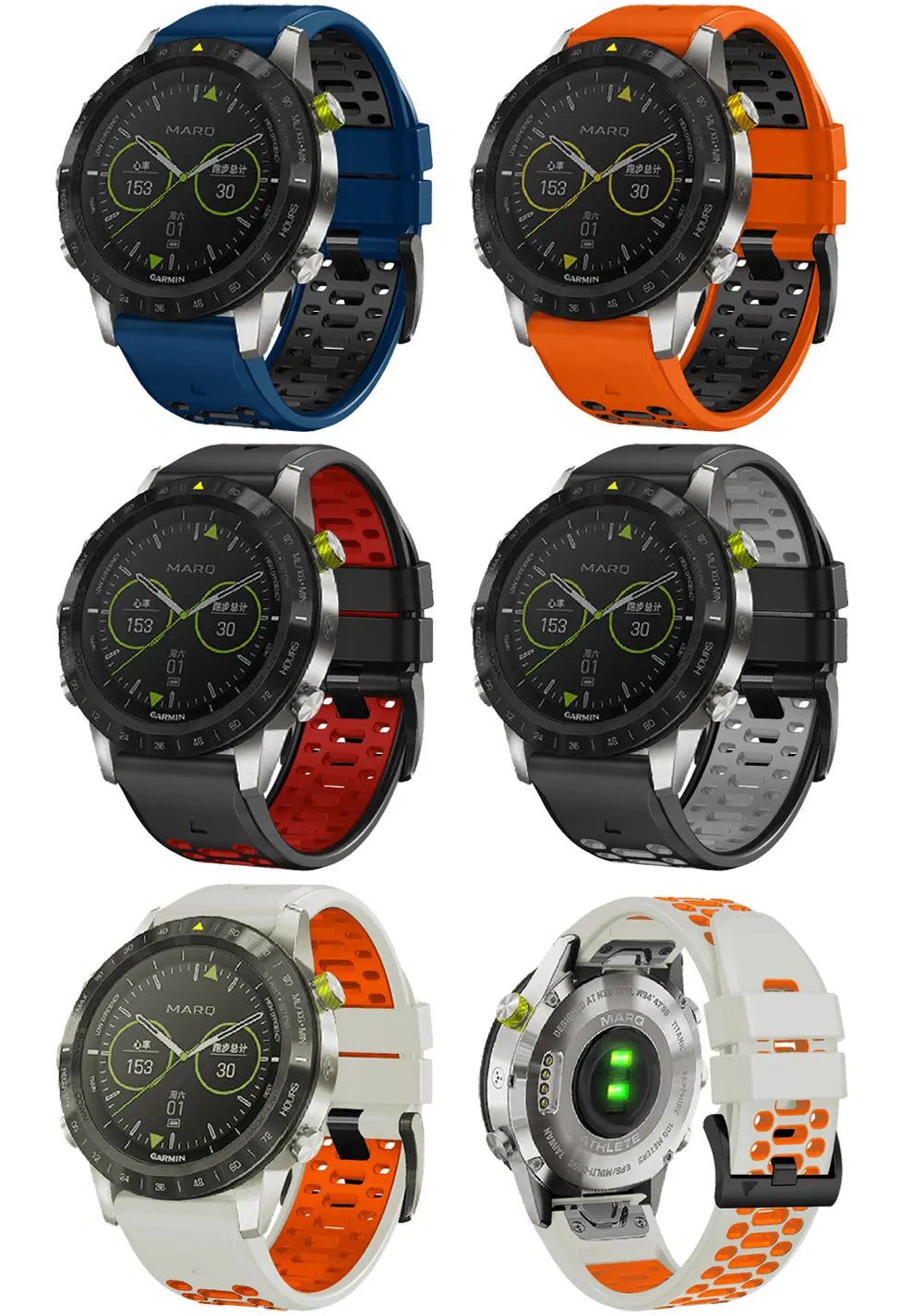 Sport Two-Tone Breathable Silicone Watch Band For Garmin Fenix 7X 7 Pro 6X 6 5 5X Plus/Epix 2 47mm 51mm QuickFit 26/22mm Strap