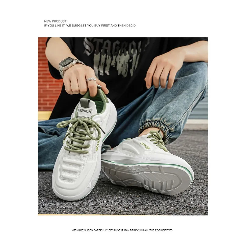 Summer 2026 Men's Thick Sole Sneakers Breathable Casual Running Shoes Streetwear Lightweight Trendy Footwear