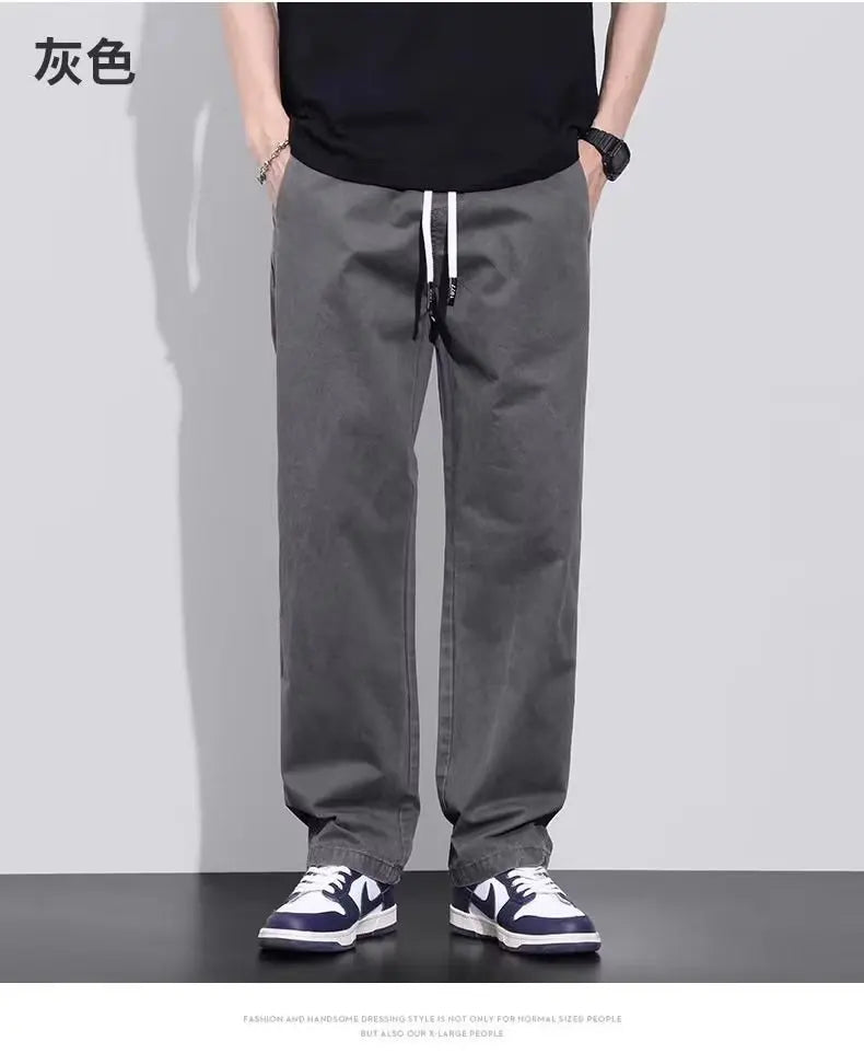 Casual Men's Fashion Simple and Handsome Work Pants for Spring Summer American Fashion Brand Loose Straight Pants for Teenagers